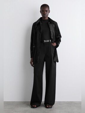 COS Black Wide Leg Cotton Trousers